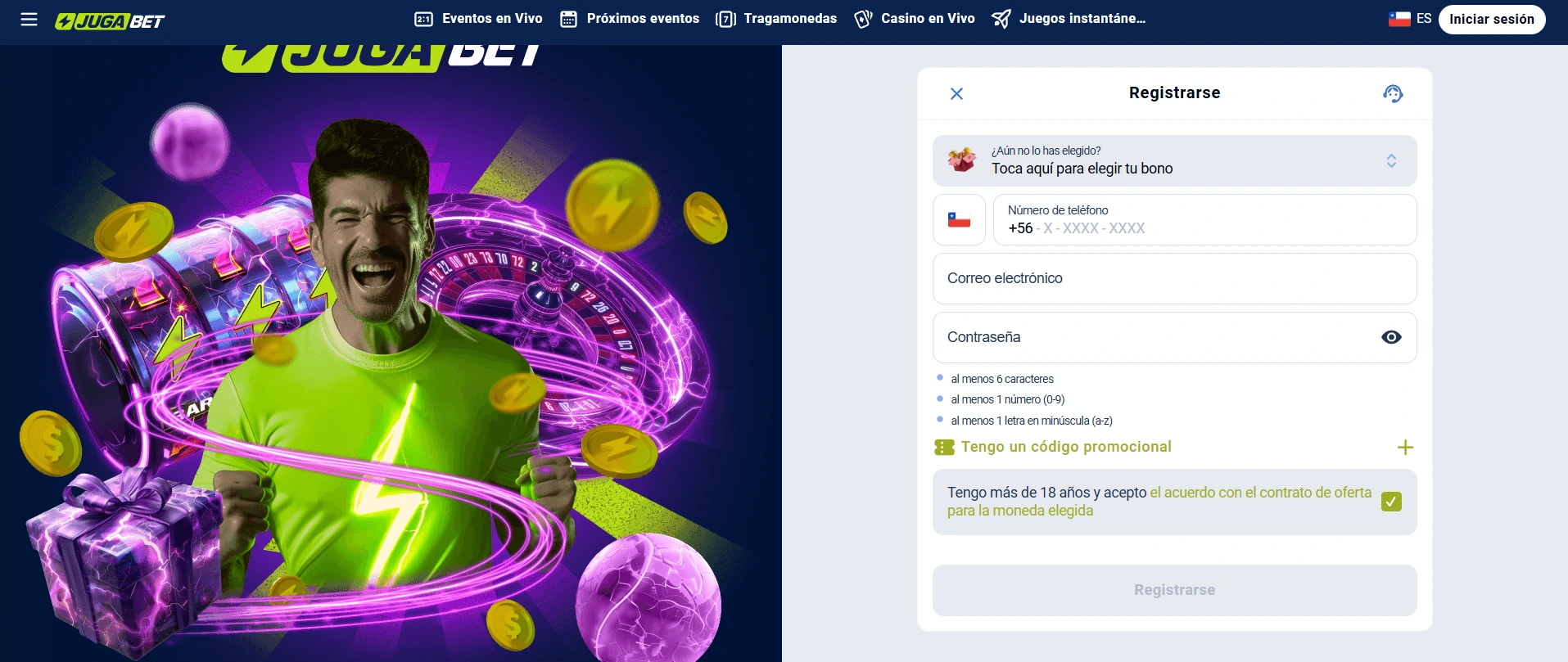 Cómo activar el código promocional al registrarte en Jugabet Cómo activar el código promocional al registrarte