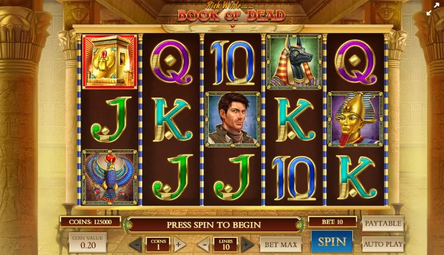 book of dead slot tablero