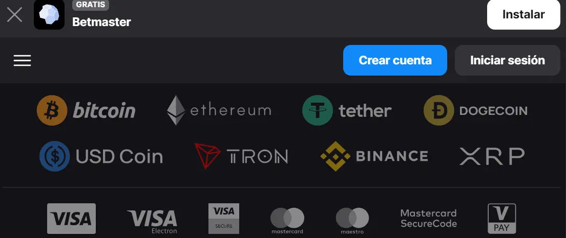 Métodos de pago en Betmaster ethereum casinos betmaster